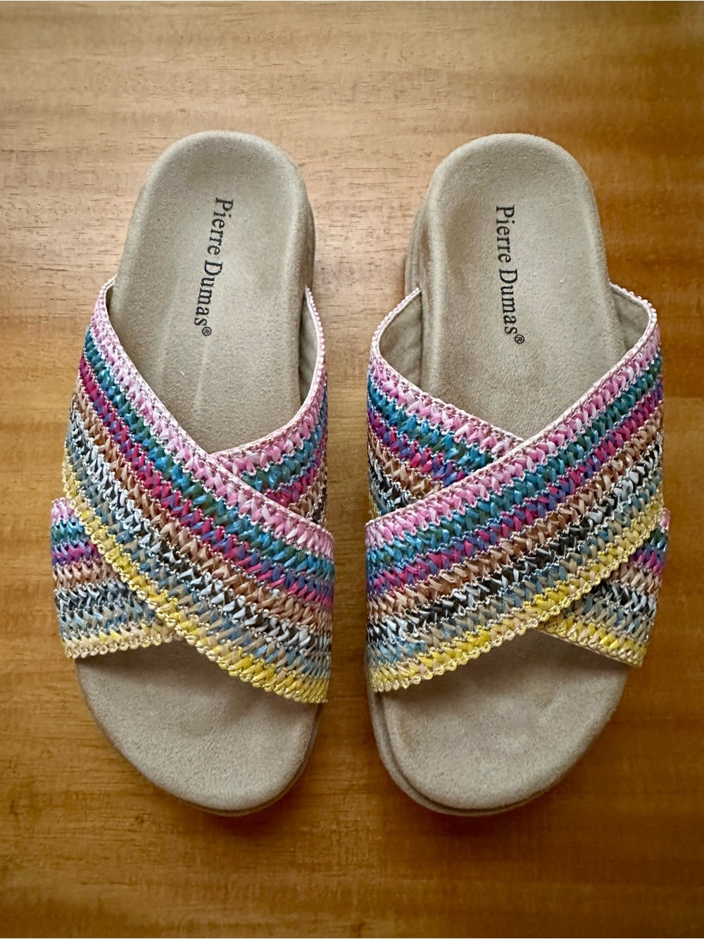Pierre Dumas Pastel Multicolor Woven Slide Sandals